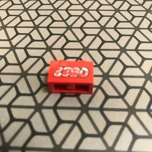 LEGO 3004pb50 Baustein 2 x 2 rot mit weißer Schrift Lego und schwarzem Rand - Bild 1 von 1