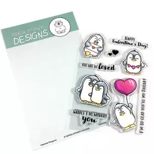 Gerda Steiner Designs, Valentine Penguins 4x6 Clear Stamp Set - Picture 1 of 1