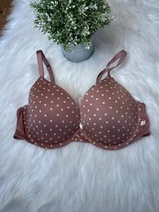 Victoria's Secret Push Up Padded Polka Dots Rust Brown White Sz 36C - Picture 1 of 6