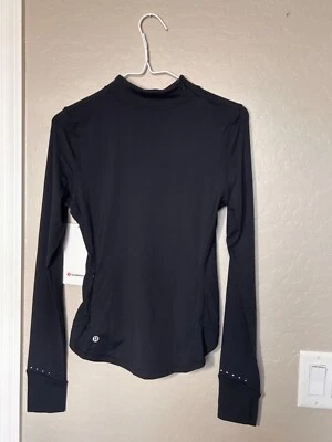 NWT$108 Lululemon Rulu Running Long Sleeve Mock Neck - BLK - Size 6 - Image 1 of 4