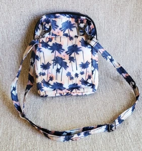 LUG Crossbody Bag Travel Purse PALM TREES Black Coral Pink Belt Loops 9"x7" EUC - Picture 1 of 7