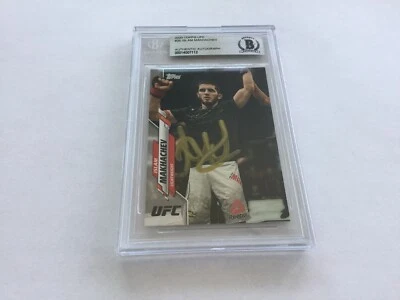 Islam Makhachev Signed 2020 UFC Topps Card Slabbed Beckett BAS COA Team Khabib i - Image 1 of 2