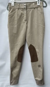 Dover Saddlery Wellesley Competition Knee Patch Breeches Pants Womans 16 Tan EUC - Picture 1 of 9