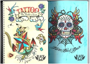 06pz. MAXI QUADERNO CON SPIRALE, Black Ink tattoo, old school, japanese ( 5mm. ) - Imagen 1 de 3