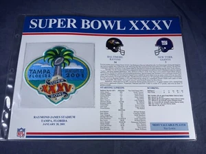 G5-11 NFL PATCH - SUPER BOWL XXXV - BALTIMORE RAVENS / NEW YORK GIANTS - 2001 - Picture 1 of 3