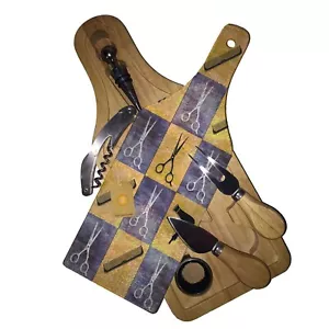 Wine & Cheese Glass Cutting Board Gift Set - Hairdresser Scissor Comb Hair Dryer - Picture 1 of 1