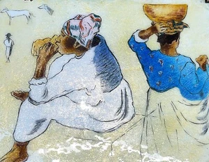 AFTER GAUGUIN. MARTINIQUE DAMEN. EMAILLE AUF KUPFER. BART. 20. Jahrhundert - Bild 1 von 1