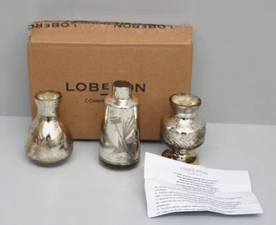 3er Pack Loberon Vase Briolique, Bauernsilber-Finish Antikchampagner 23918 NEU - Bild 1 von 4