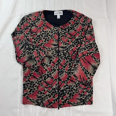Vintage Joseph Ribkoff Red Leopard Textured Abstract Statement Jacket Size L - Image 1 of 4