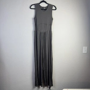 Mono gris sin mangas para mujer grande pierna ancha bolsillos acanalado poliéster cremallera trasera - Imagen 1 de 15