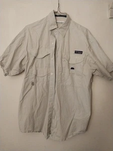 Camisa Columbia PFG Para Hombre PEQUEÑA Super Bonehead Manga Corta AZUL Y BLANCO CUADROS - Imagen 1 de 15