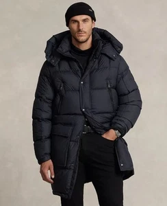 Polo Ralph Lauren Men's Big & Tall Water Repellent Down Hooded Coat, Black, 3LT - Picture 1 of 4