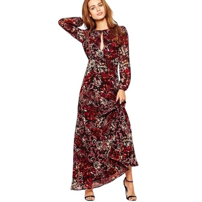 Maxi Vestido Forrado Manga Larga Estampado Floral Púrpura Talla XS de ASOS Glamorous Petite Foto 1 de 4