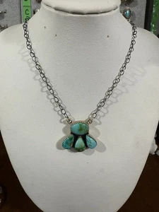 "Collar turquesa oro sonora estilo suroeste 925 plata esterlina 20"" ajustable"  - Imagen 1 de 6