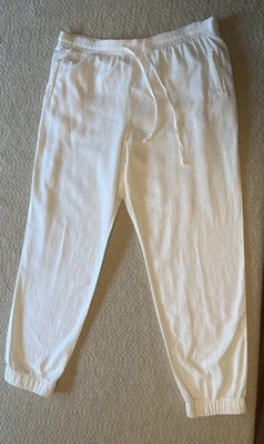 Pantalones de chándal Love Tree para mujer de lino blanco talla grande con cordón Foto 1 de 4