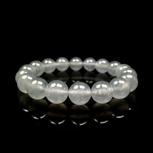 【KATHY JADE】Icy Emerald White Jadeite Jade Beads Bracelet《18》《GradeA》 - Picture 1 of 2