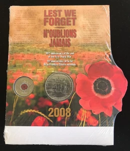 2008 CANADA LEST WE FORGET 2-COIN QUARTER SET ~ 90TH ANNIV. END OF WORLD WAR I - Picture 1 of 8
