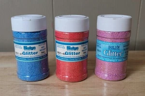 Lote de 3 contenedores Sulyn GLITTER 4 OZ AZUL-ROJO-ROSA - Imagen 1 de 7
