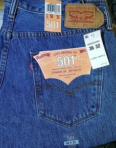 Nuevo con etiquetas Levi's para hombre (36x32) 501 original Jeans Medianos Lavado a Piedra Botón Mosca 00501-0193 - Imagen 1 de 9