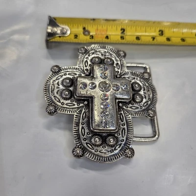 Hermosa Cruz con Estrás Peltre Vintage Hebilla Cinturón Vaquera Brillo Foto 1 de 4