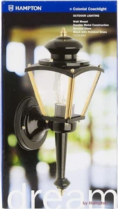 Outdoor Colonial Coach Leuchte schwarz mit poliertem Messing - Hampton - Bild 1 von 9