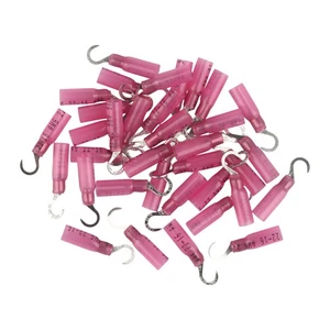 50PCS Red Heat Shrink #10 Hook Terminal 22-16AWG Electrical Wire Connectors - Picture 1 of 11