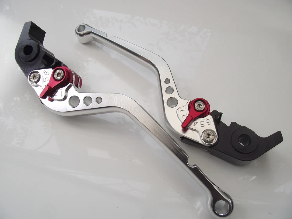 Ducati 848/EVO (2007-2013), CNC levers set long silver & red adjusters, F11/H11 - Image 1 of 1