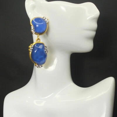 Pendientes Medievales Vintage Temperamento Azul Versátil Nicho Estilo Corte Pendientes Foto 1 de 4