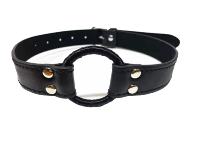 Mordaza bucal junta tórica restricciones de esclavitud para adultos | Juguete sexual BDSM de cuero sintético Foto 1 de 4