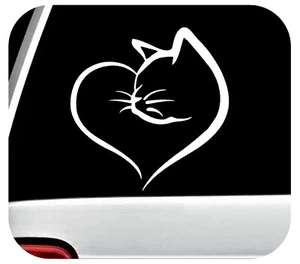 Cat in Heart Decal Sticker Pet Gift Accessory - Picture 1 of 6