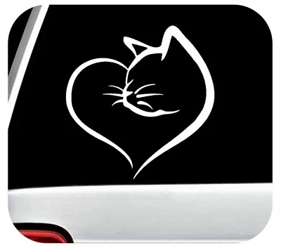 BLUEGRASS DECALS Cat in Heart Decal Sticker Pet Gift Accessory