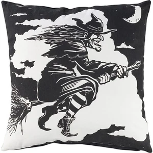 Primitives By Kathy Flying Witch Zipper Pillow 20in x 20 in Spooky Witch NWT - Picture 1 of 5