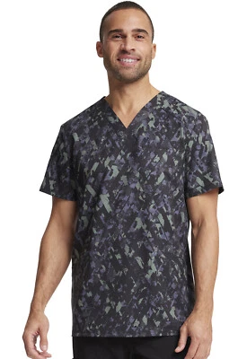 Crosstown Texture Cherokee Scrubs Infinity Mens V Neck Top CK920 CRTW - Image 1 of 4