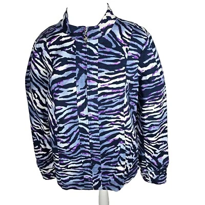 Chaqueta Susan Graver Wms Talla L Multicolor Púrpura Algodón Spandex Peso Lt B23 Foto 1 de 4