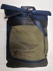 SCOTCH & SODA Leather-trimmed Rolled Top Backpack Amsterdam Couture Navy/Green 