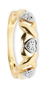 9k triple heart diamond gold ring - Picture 1 of 6