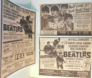 ¡Juego de 3 anuncios de conciertos de circuito cerrado de circuito cerrado de The Beatles Detroit Areaters! - Imagen 1 de 1