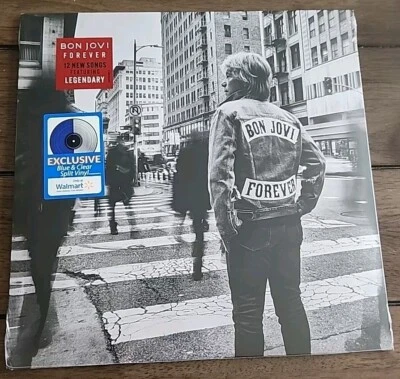 Brand NEW Bon Jovi Forever Limited Blue & Clear Split Vinyl LP Sealed NIP - Image 1 of 2
