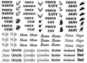 Military Proud 28 pcs 1 to 1.25 Black Fused Glass Decals - Picture 1 of 1