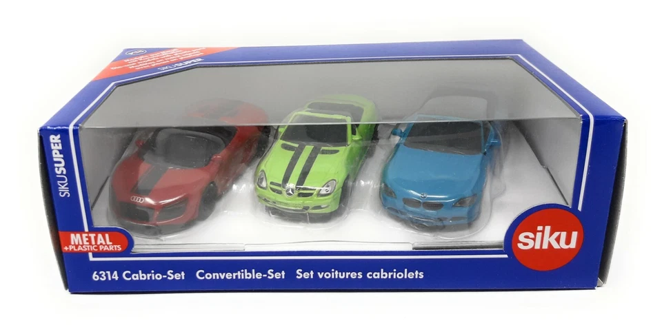 SIKU Super 6314 Convertible Set MERCEDES SLK AUDI R8 Spyder BMW 645i 1 55