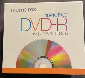 Memorex DVD-R 10 Pack 16x 4.7gb/go 120min Unopened New 💿 💿 - Picture 1 of 2