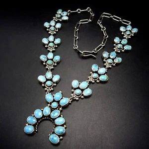 Diminutive FEDERICO JIMENEZ Sterling Silver TURQUOISE CLUSTER Squash Necklace - Picture 1 of 11