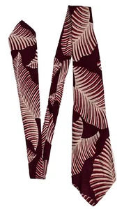 Vintage 40er Seidenkrawatte rosa burgund abstrakt Blumen Blattmuster Swing Mode - Bild 1 von 4
