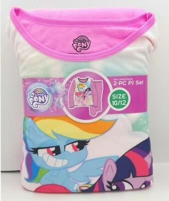  New Girls MY LITTLE PONY 2 piece Flannel Pajamas Sleepwear Set Size 10/12 Pink - Image 1 of 4