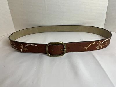 Brown Embossed With Studs Belt. Sz XL 46” Man made Material. - Image 1 of 4