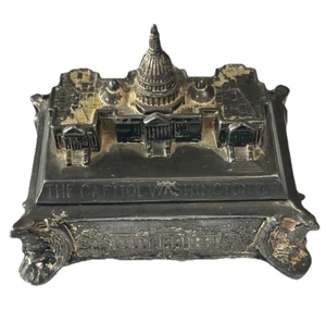 The Capitol Washington DC Metall Schmuckschatulle Schmuck aufklappbar Vintage versilbert - Bild 1 von 11
