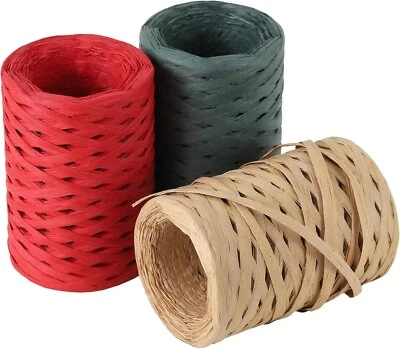 984 Ft Raffia Paper Ribbon for Gift Wrapping Ribbon, Raffia 1/4 inch, 3 Pack - Image 1 of 4