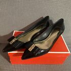 COACH Women's Black Patent Leather Pointed Toe Bow Mandy Size 7.5 B Width