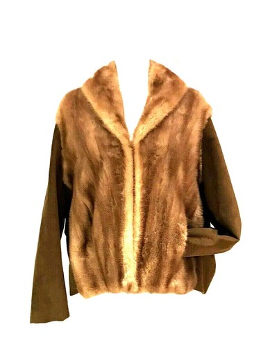 CHRISTIAN DIOR Couture Vintage Biondo Marrone Ultra Scamosciato Visone Passeggino Cappotto Giacca M L