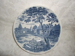 Holmar English Village Japón Redondo Servir Verduras Cuenco Azul Transferware Look - Imagen 1 de 4